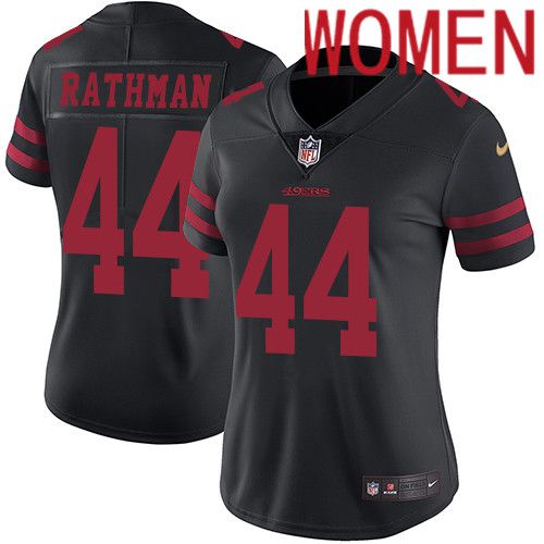 Women San Francisco 49ers #44 Tom Rathman Nike Black Vapor Limited NFL Jersey->women nfl jersey->Women Jersey